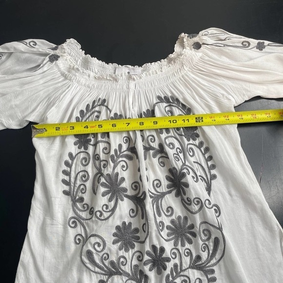 North Shore White Flowy Boho Embroidered Long Sleeve Tunic Top Shirt One Size - Picture 5 of 11